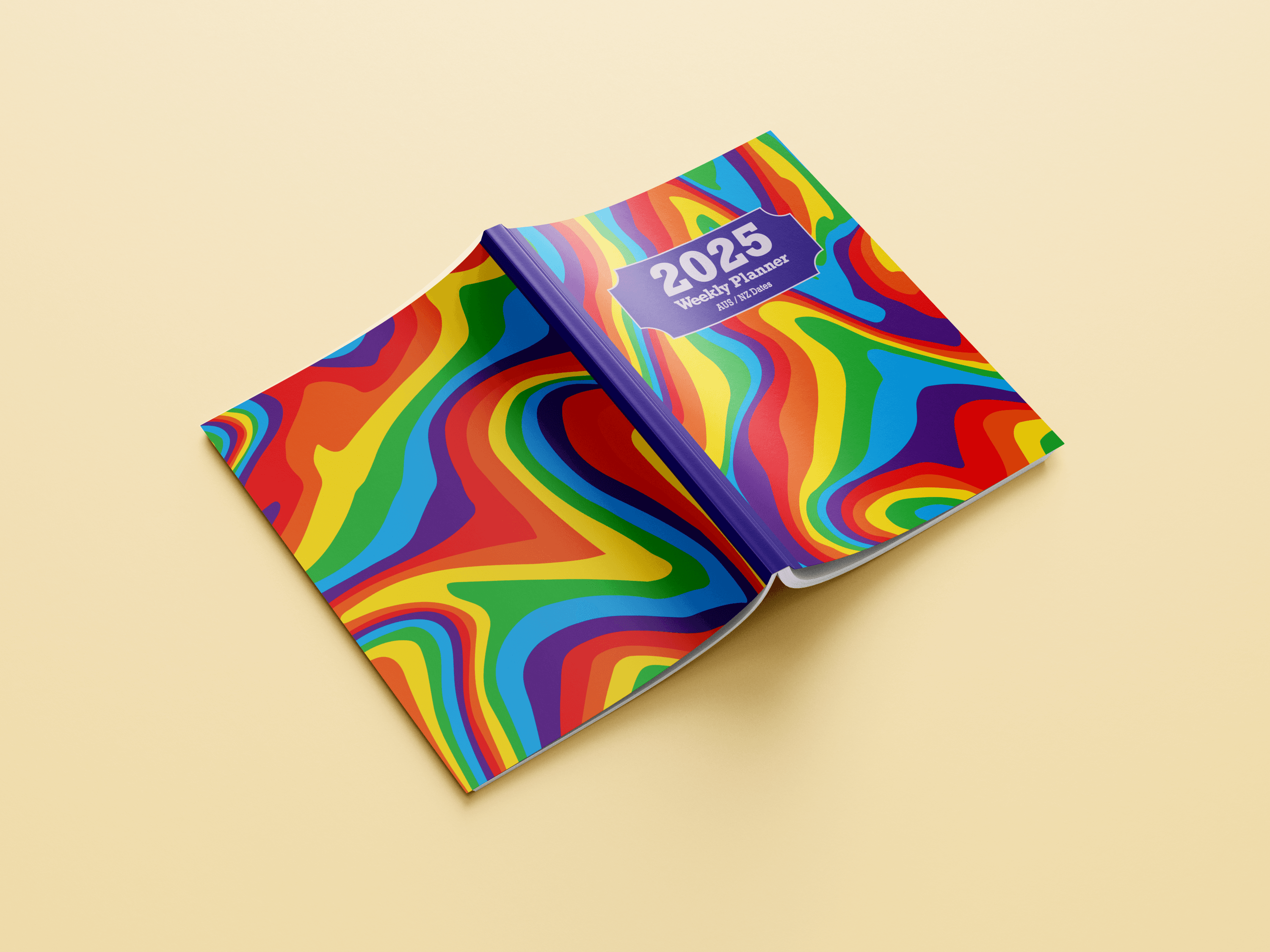 A mockup of a facedown, open diary from Alyssa Beaulerc's 2025 diaries.