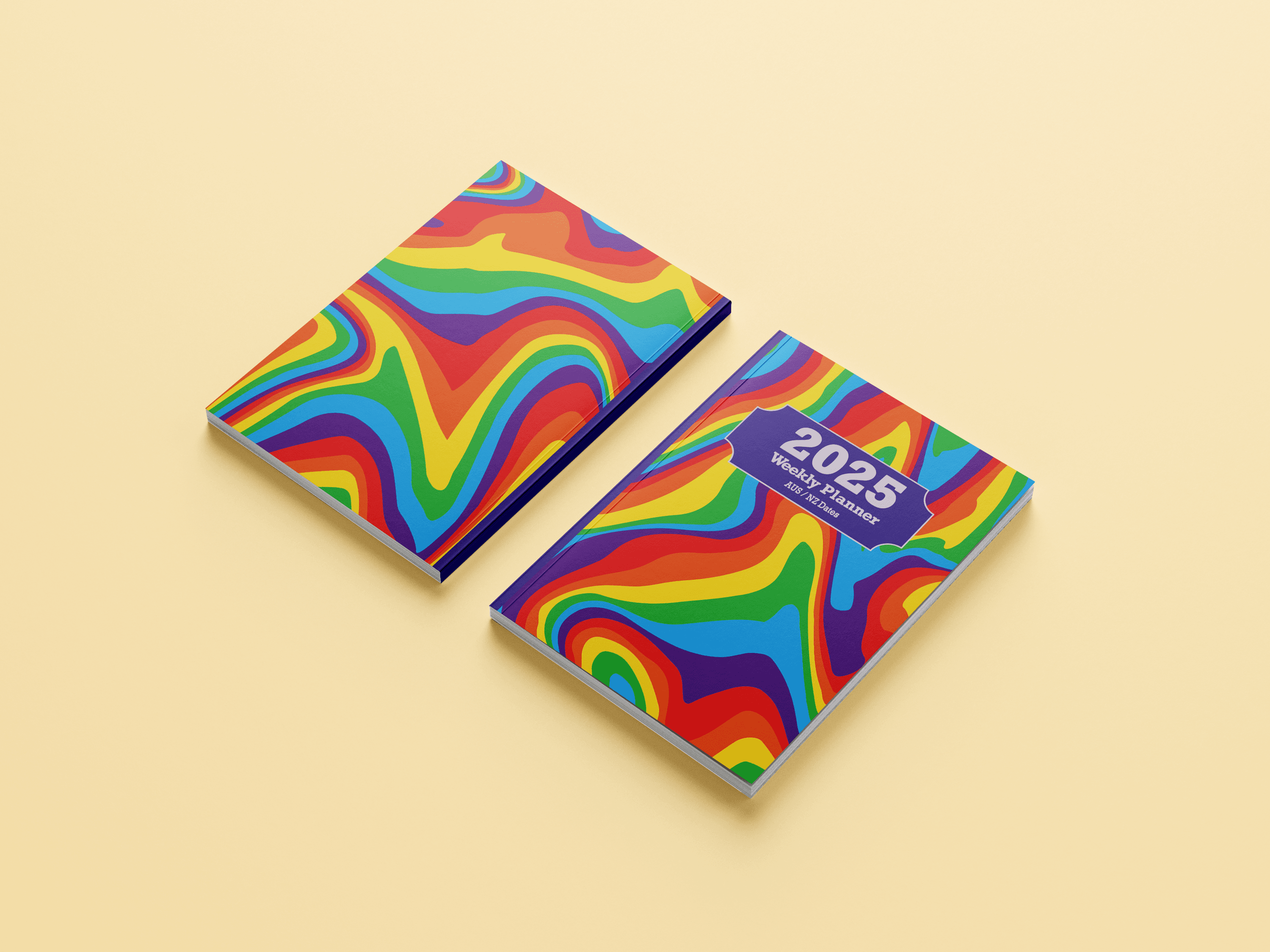 A mockup of two diaries from Alyssa Beaulerc's 2025 diaries.