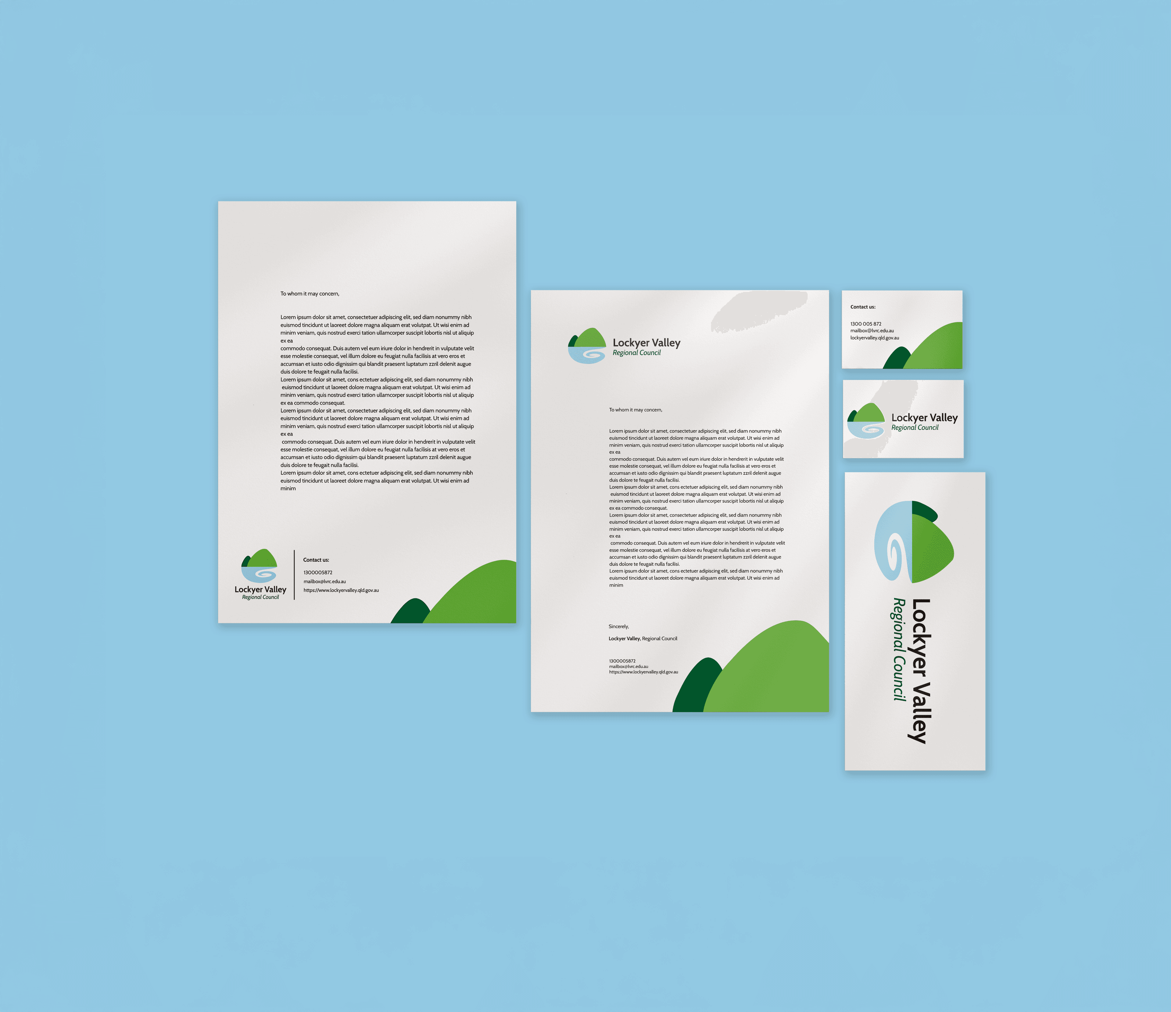 A mockup of lockyer valley regional council stationery by Alyssa Beauclerc.