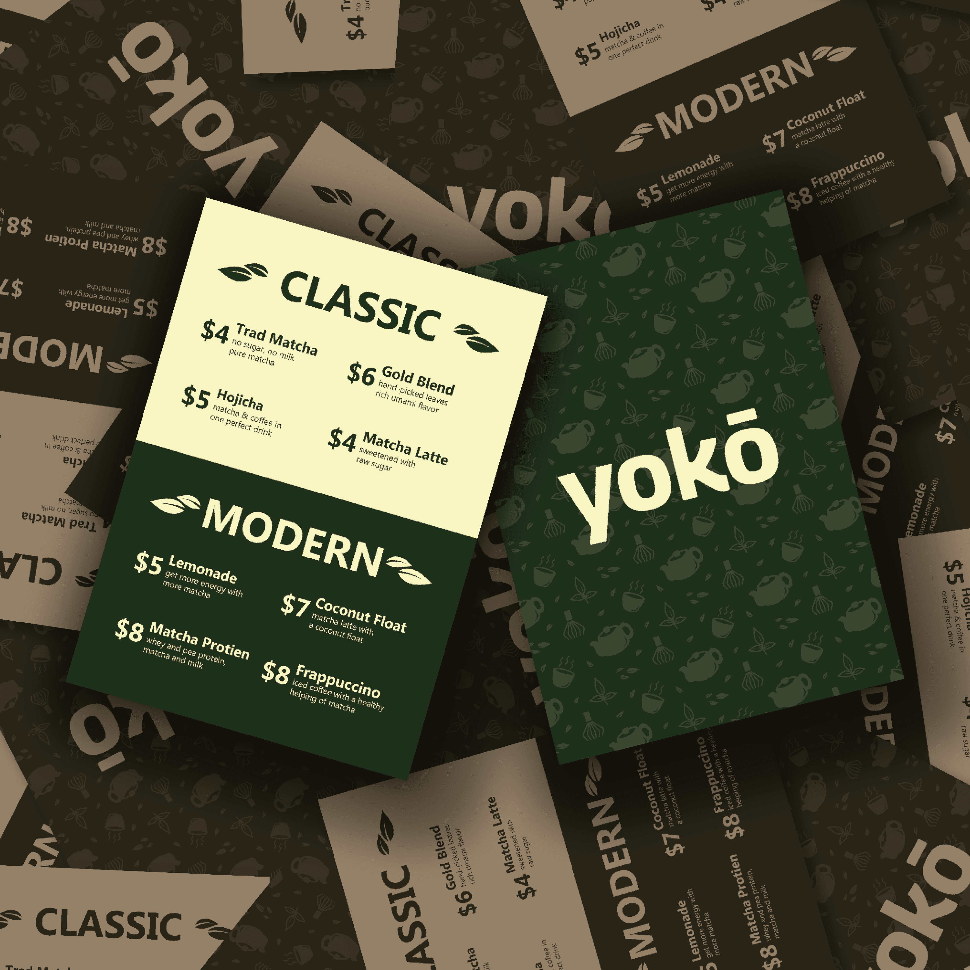 Menus from Alyssa Beauclerc's Yoko brand design.